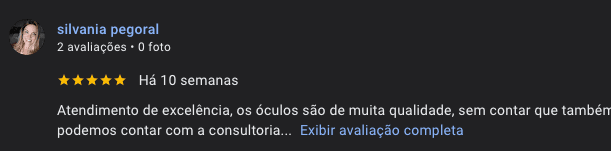 Avaliação real no Google 8